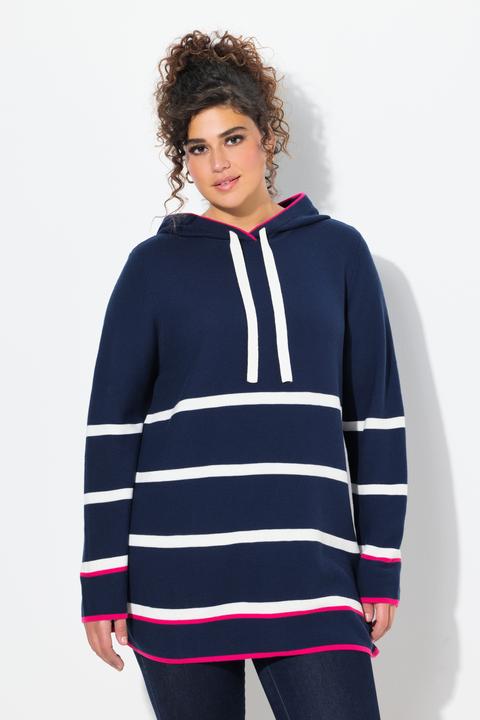 Produktbild Ulla Popken Pullover, Ringel, Farbakzente, Kapuze, Langarm (54)