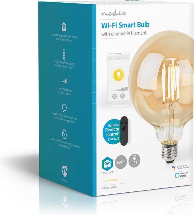 Produktbild Nedis SmartLife LED Filament Lampe | Wi-Fi | E27 | 806 lm | 7 W | Warmweiss | 1800 - 3000 K | Glas | (E27, 806 lm, 1x)