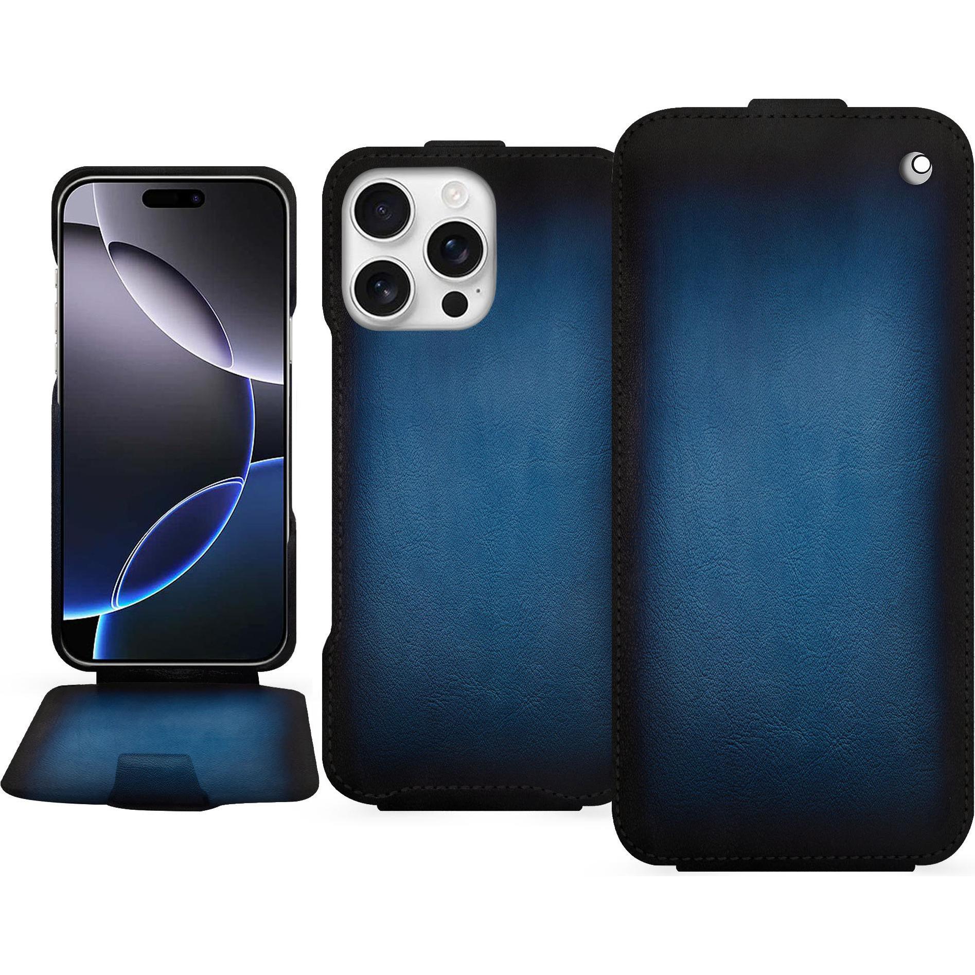 Thumbnail - Noreve Lederschutzhülle vertikal (Apple iPhone 16 Pro Max), Smartphone Hülle, Blau