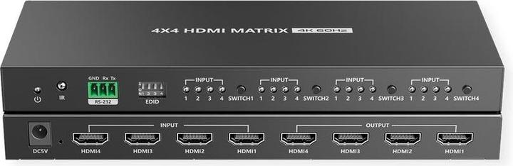 Actual product image Value HDMI 4x4 matrix switch, 4K60Hz