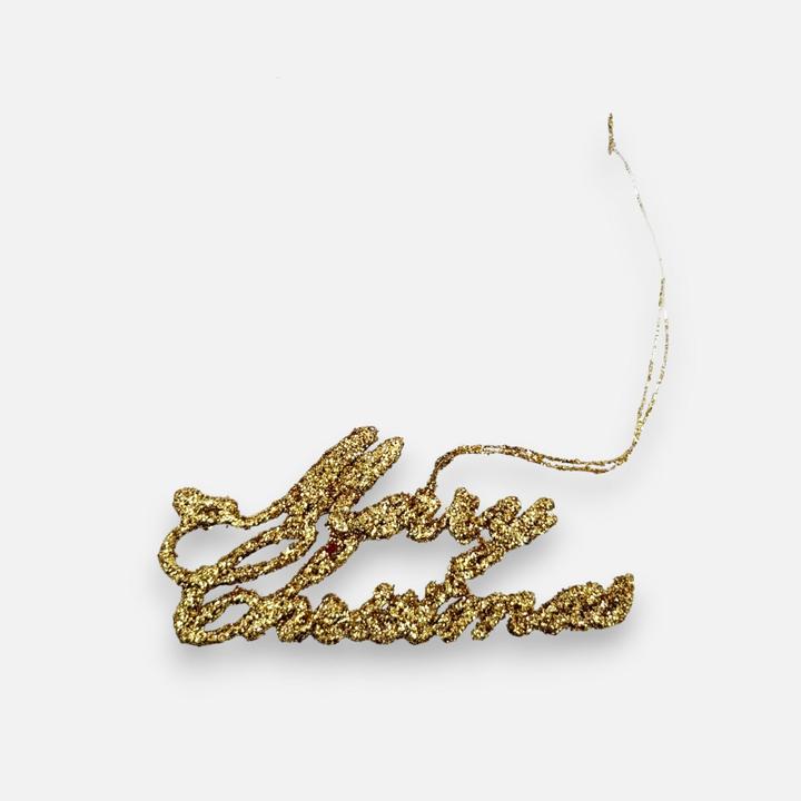 Actual product image Mon Chouchou Anhänger Merry Christmas aus Glitter, Gold, Weihnachtsbaumschmuck Weihnachten, 3er-Set (3 x)