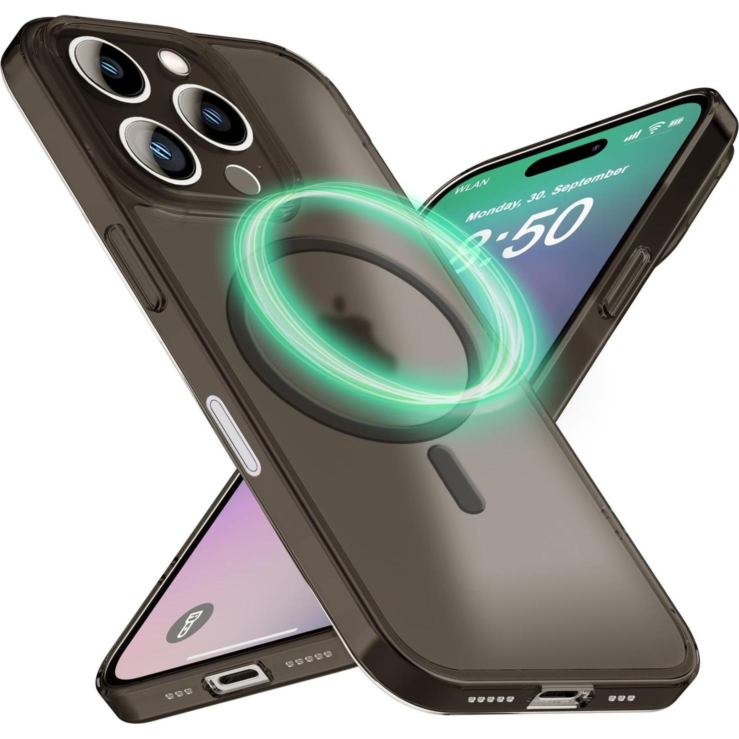 Nalia Extrem Dünnes 0,3mm Hard-Case mit MagSafe, Matte Hülle (Apple iPhone 16 Pro), Smartphone Hülle, Grau