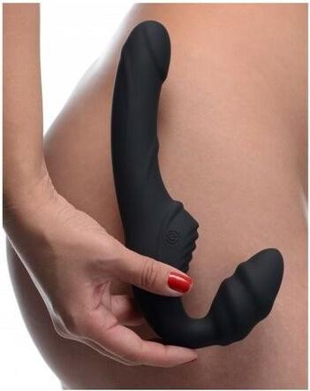 Produktbild XR Brands Slim Rider Ribbed Vibrating Strapless Strap-on
