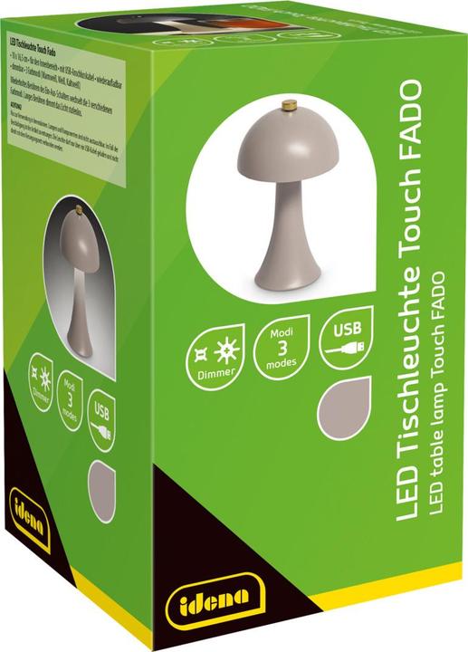 Actual product image Idena LED Tischleuchte Touch Fado Metall grau 10x16,5cm Akku USB C dimmbar 3 Modi Innen