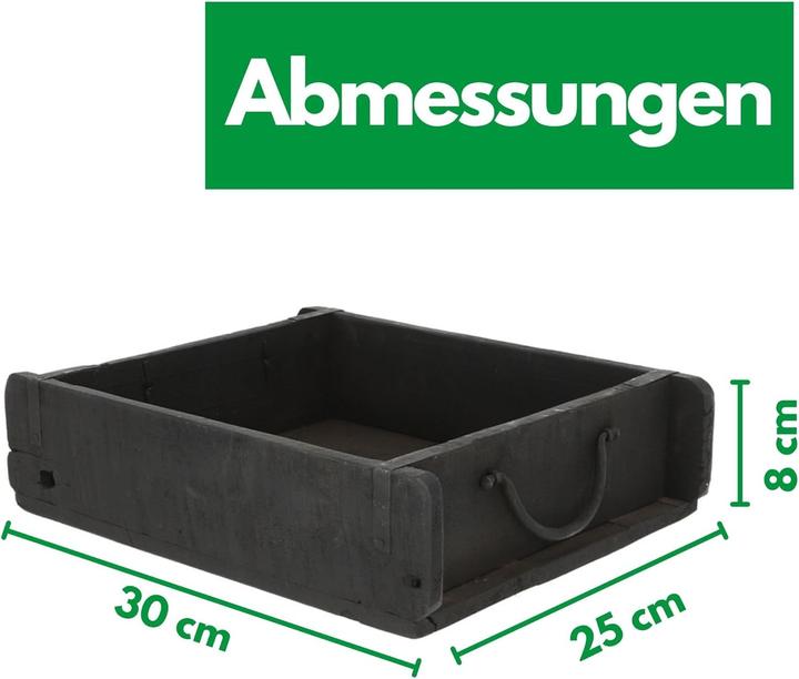 Produktbild Novaliv 2x Holzkiste Vintage Schwarz 30 x 25 x 8 cm Alte Ziegelform Holz Gross Allzweckkiste aus recy