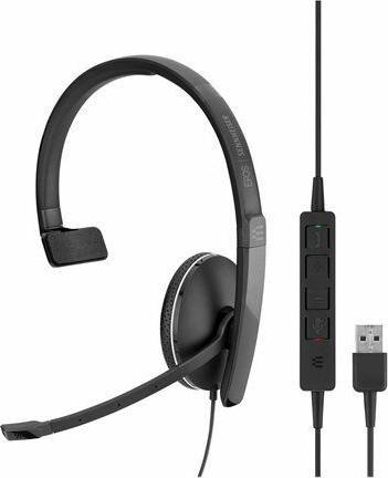 Actual product image Sennheiser Headset SC 135, monaural, with jack plug, flexible arm, various versions. Versions (Cable, USB-A, Skype)