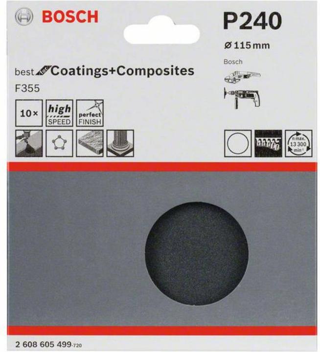 Produktbild Bosch Professional Zubehör PRO F355 Schleifblatt, 115 mm, G240 (240)