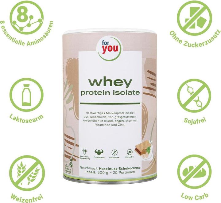 Produktbild For You whey protein isolate - Haselnuss-Schokocreme (Haselnuss-Schokocreme, 1 Stk., 600 g)