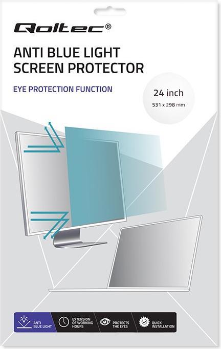 Produktbild Qoltec Blaulichtfilter 24 | 16:9 | Augenpflege | Blendschutz | Matt | pro Monitor (24", 16:9)