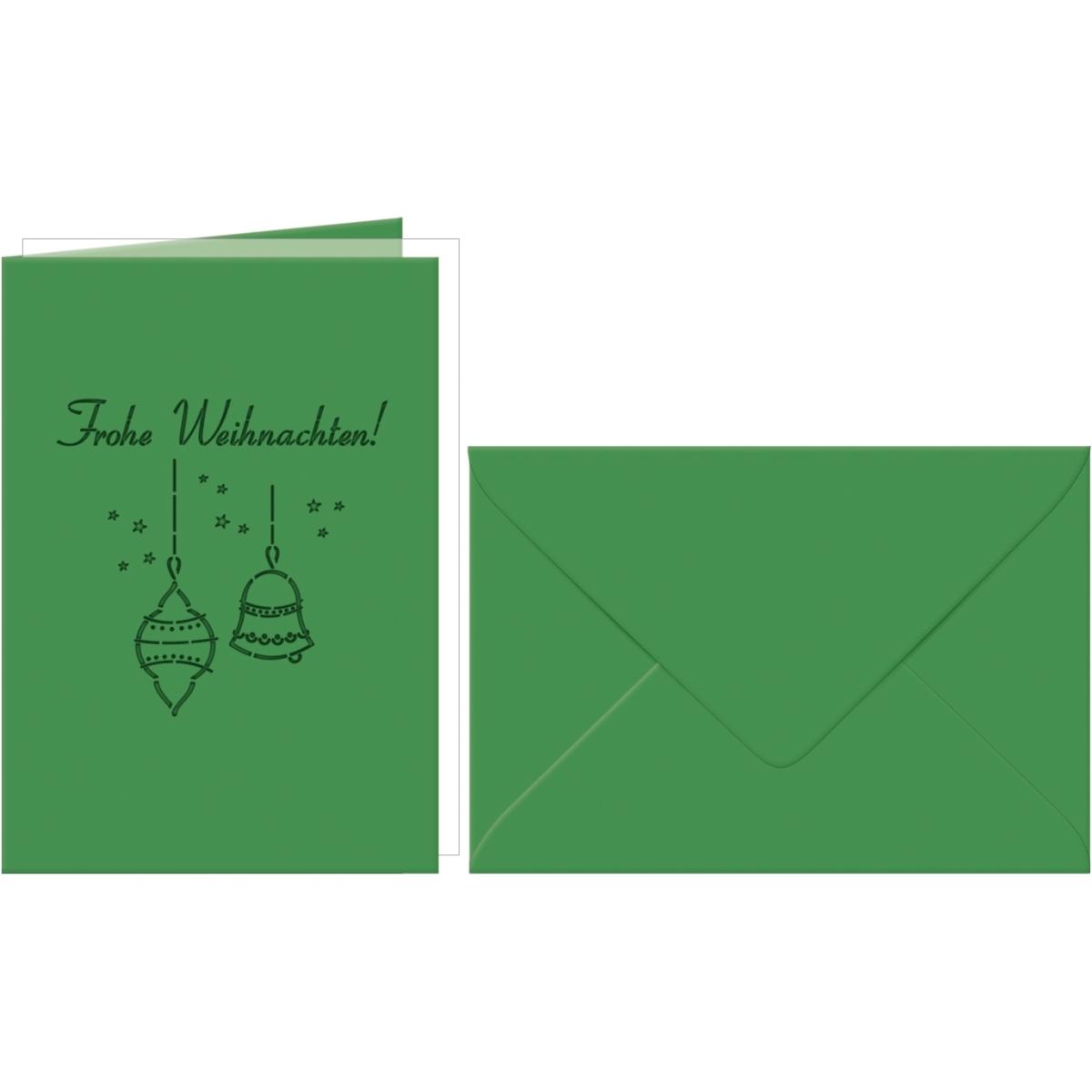 Ursus, Grusskarte + Briefpapier, Doppelkarte A6 gelasert + Kuvert VE=5 Sets Frohe Weihnachten tannengrün (1 Stk.)