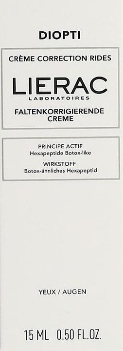 Nährwerte und Zutaten Lierac Creme zur Faltenkorrektur (Augenpflege Crème, 15 ml, Tag + Nacht)