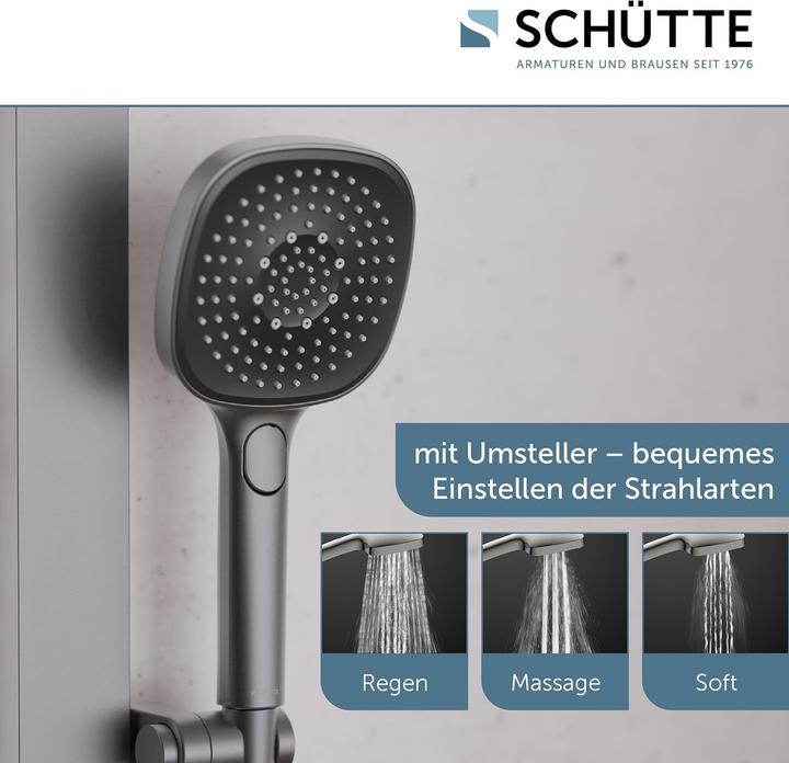 Produktbild Schütte Regendusche Bad LA PALMA Überkopfbrause-Set Graphit matt Duschsystem Regenbrause 60687