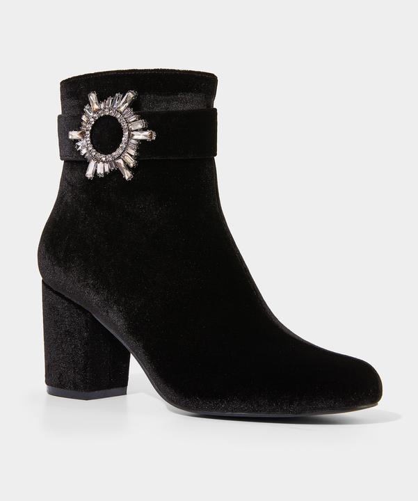 Actual product image Joe Browns Velvet Diamanté Buckle Chunky Ankle Boots (36)