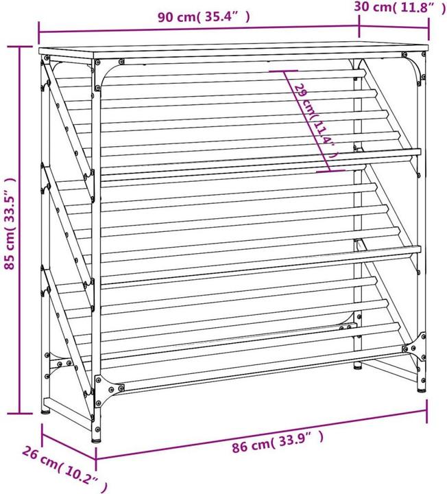 Produktbild vidaXL Schuhregal (90 x 30 x 85 cm)