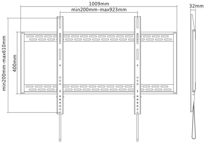 Image du produit Multibrackets Support mural universel Support mural HD 100 kg 900 x 600 (Mur, 100 kg, 60" - 100")
