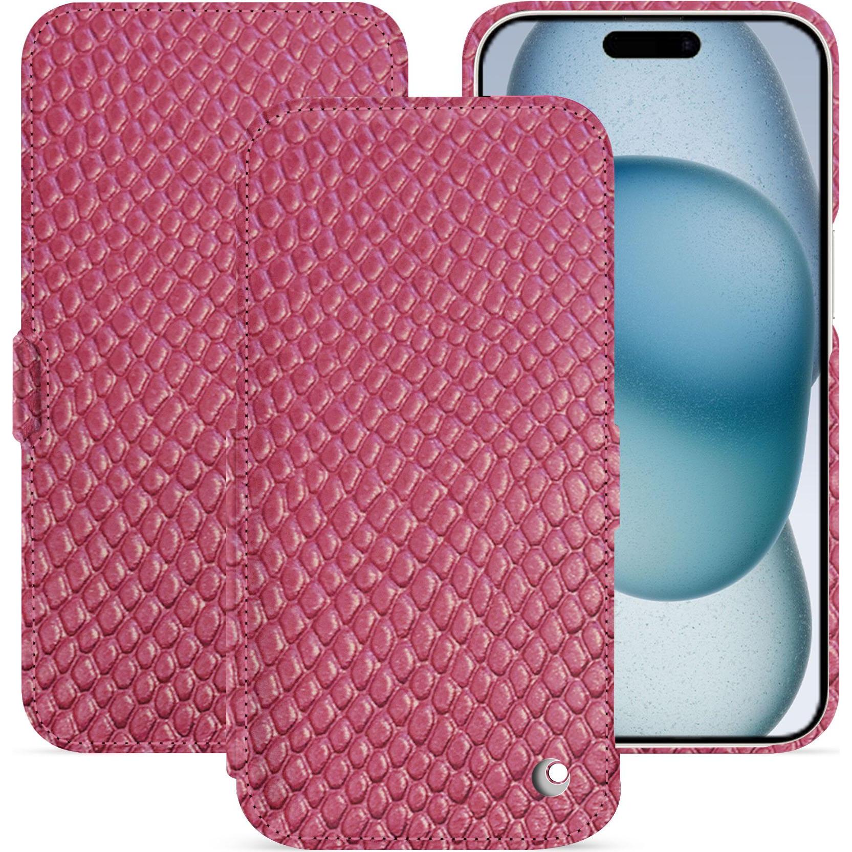 Thumbnail - Noreve Lederschutzhülle horizontal (Apple iPhone 15), Smartphone Hülle, Rosa