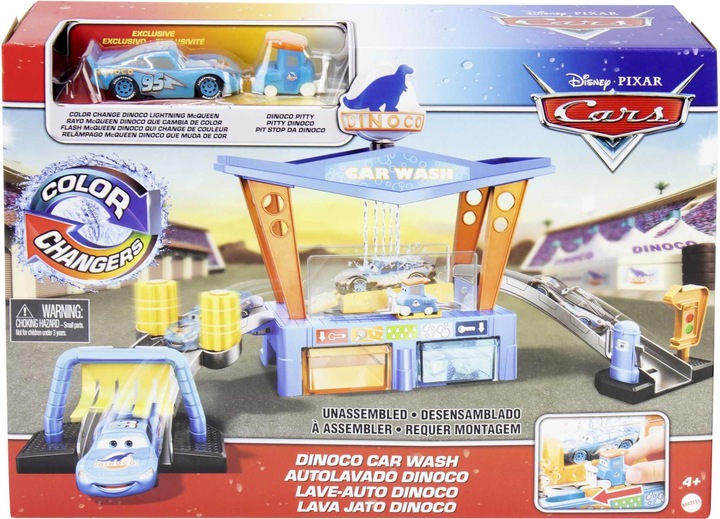 Actual product image Disney Cars Color change Dinoco car wash playset