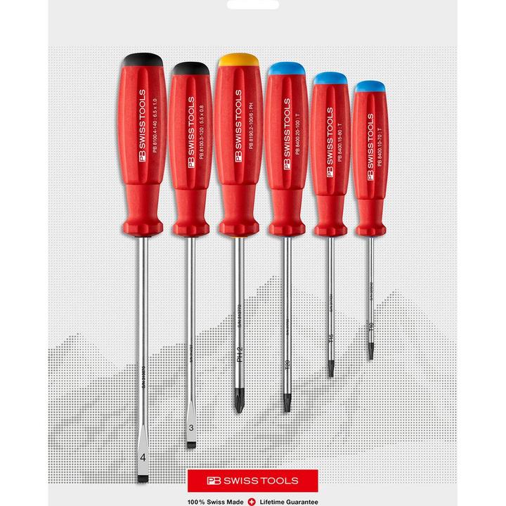 Produktbild PB Swiss Tools Schraubenziehersatz (Phillipps-Kreuzschlitz (PH), Schlitz, TX)