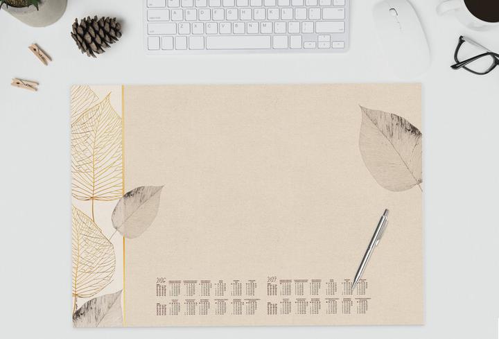 Produktbild Sigel Schreibtischunterlage Natural Leaves 2026/2027 creme Papier 59,5 x 41,0 cm, 30 Blatt (59.50 x 41 cm)