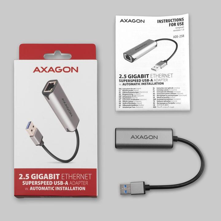 Actual product image Axagon ADE-25R network card Internal Ethernet (USB, RJ45 2.5 Gigabit Ethernet (1x))