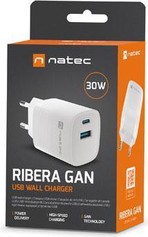 Image du produit Genesis NATEC ŁADOWARKA RIBERA GAN 1X USB-A + 1X USB-C 30W BIAŁA NUC-2140 (30 W, 2 ports)