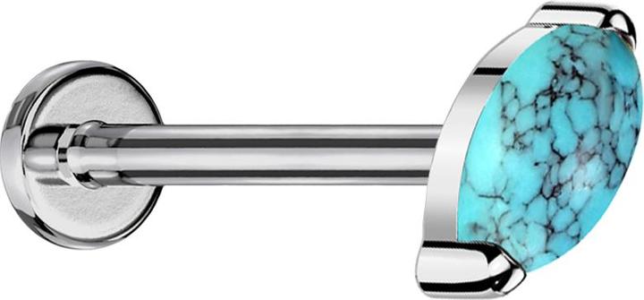 Produktbild Star Piercing Micro Threadless Labret silber Ovaler Türkis Stein (ohne Messing, Mineralisch, Titan)