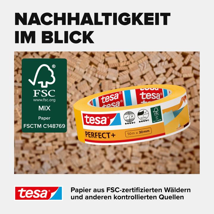 Actual product image tesa Malerkrepp Perfect+, Abdeckklebeband für präzises Abkleben im Innenbereich (30 mm)