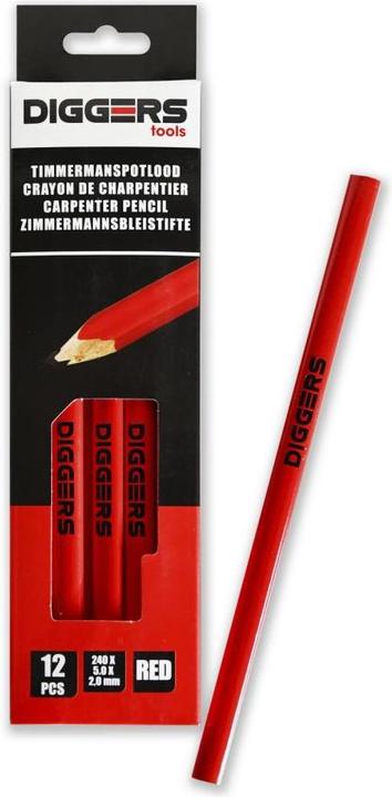 Diggers Tools DIGGERS DIG388 Tischlerbleistift 24 cm rot 12 Stück (12 x)