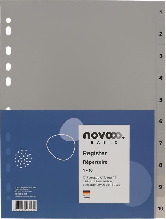 Produktbild Novooo Register PP grau A4