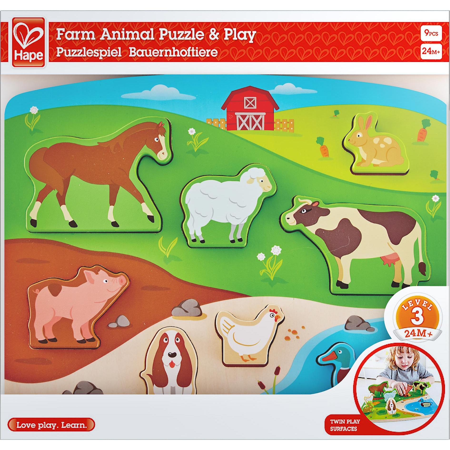 Hape Steckpuzzlespiel Bauernhoftiere (9 Teile)