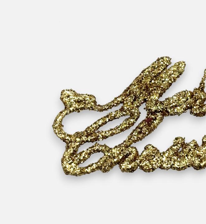 Mon Chouchou Anhänger Merry Christmas aus Glitter, Gold, Weihnachtsbaumschmuck Weihnachten, 3er-Set (3-part)