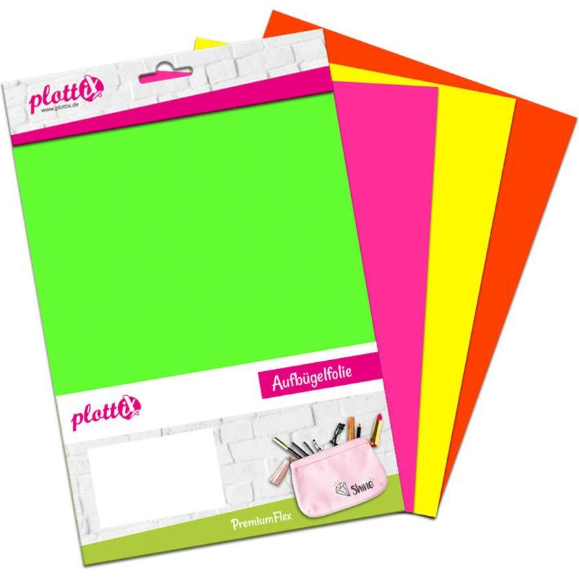 PlottiX PremiumFlex Neon Bundle 20cm x 30cm (4 Folien)