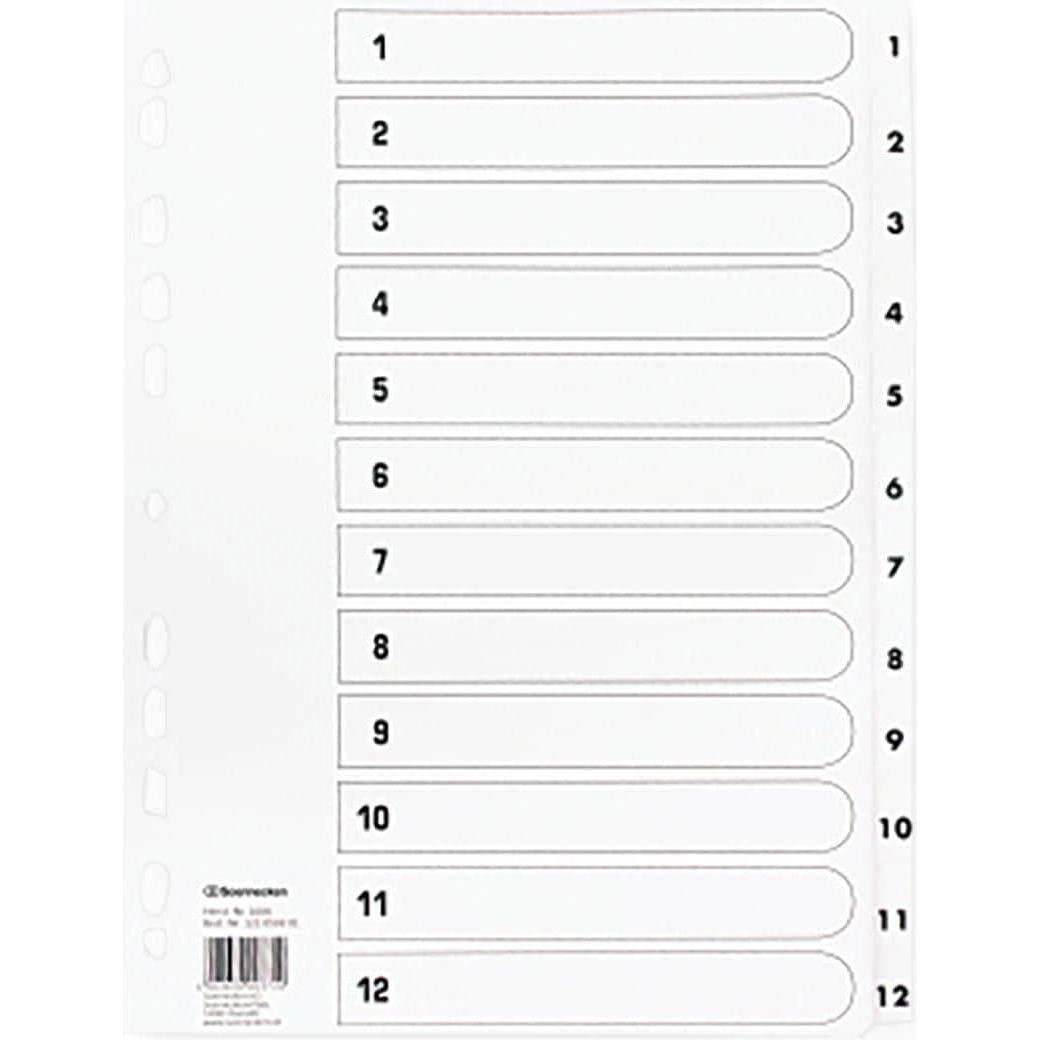 Soennecken, Ordner Zubehör, Zahlenregister Verwendung für Papierformat: DIN A4 Grammatur: 170 g/m²