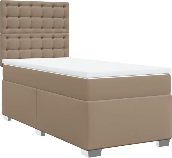 Produktbild vidaXL Boxspringbett Polsterbett Bett Einzelbett Matratze 100x200cm Kunstleder (100 x 200 cm)