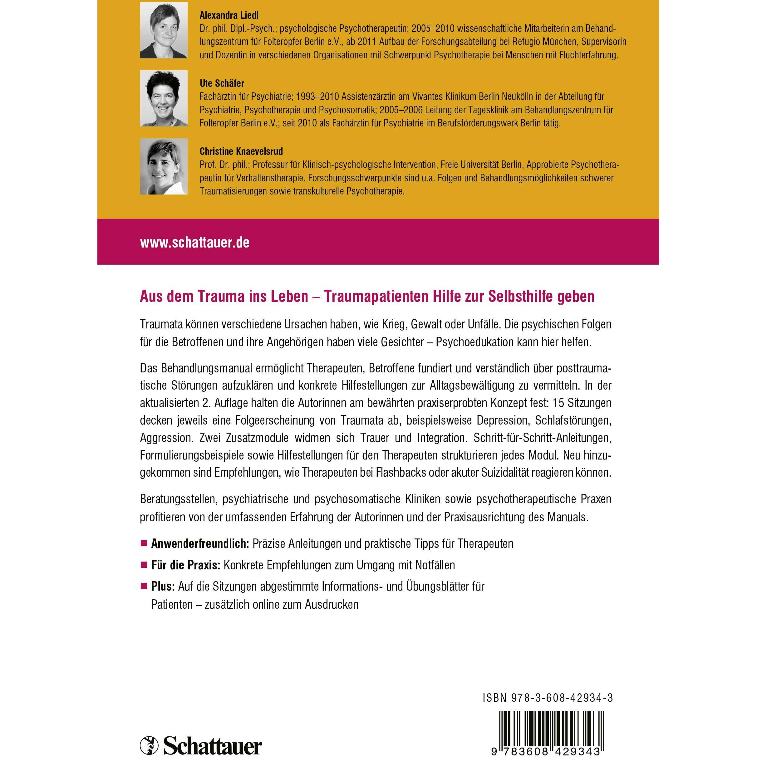 Thumbnail - Liedl:Psychoedukation bei posttraumatis, Fachbücher von Ute Schäfer, Christine Knaevelsrud, Alexandra Liedl