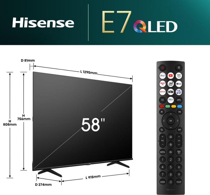 Produktbild Hisense TV His 58E77NQ (null cm (null Zoll)) (58", QLED, UHD, 2024)