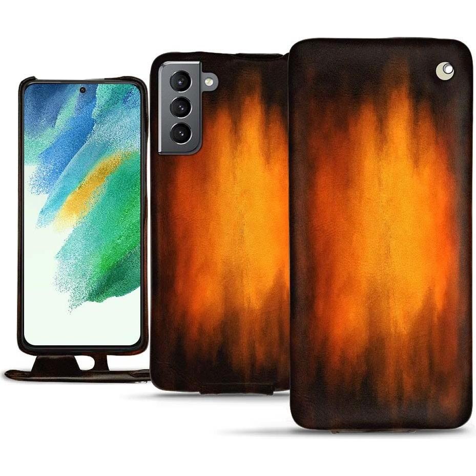 Noreve Lederschutzhülle vertikal (Samsung Galaxy S21 FE), Smartphone Hülle, Violett