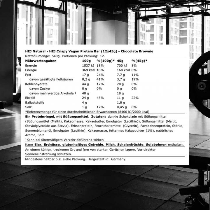 Actual product image HEJ Nutrition HEJ Crispy Vegan Protein Bar (540 g)