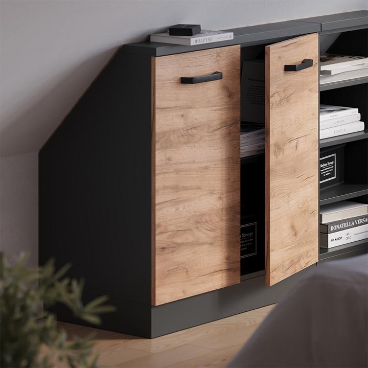 Produktbild Vichy Dachschrägenschrank Rion, Anthrazit/Goldkraft Eiche, mit 2 Türen (46 x 46 x 81.60 cm)