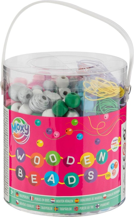 Actual product image Grafix Bucket with wooden beads, 250gr.