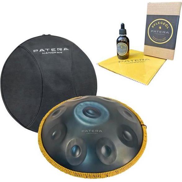 Patera Handpan D-Minor mit Tasche mit Pflege-Öl (Schlagzeug), Perkussion, Blau