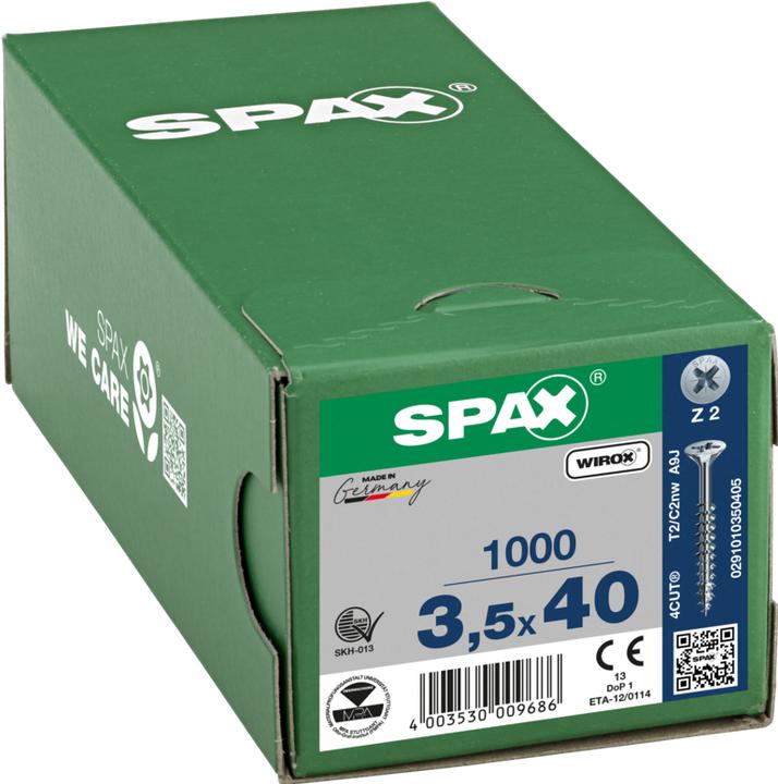 Actual product image Spax Countersunk Multi Head Cross Recess Z2 Partial Thread Wirox (1000 Screws per piece)