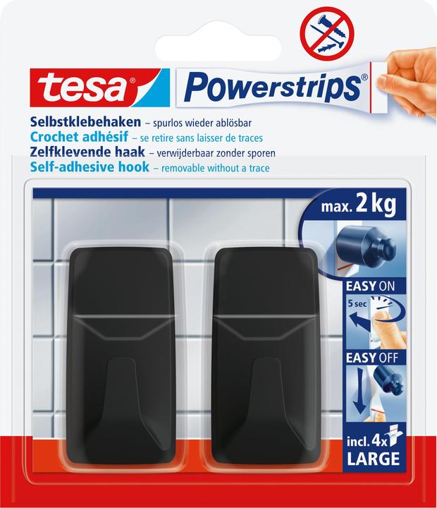 Actual product image tesa Powerstrips adhesive hooks LARGE square - 2 x self-adhesive wall hooks