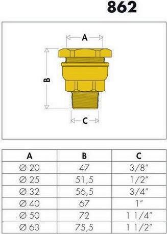 Actual product image Caleffi Connection fitting 862 brass, reduced 50x1 1/4inch ET