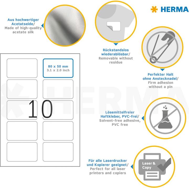 Produktbild HERMA Namensetiketten A4 ablösbar