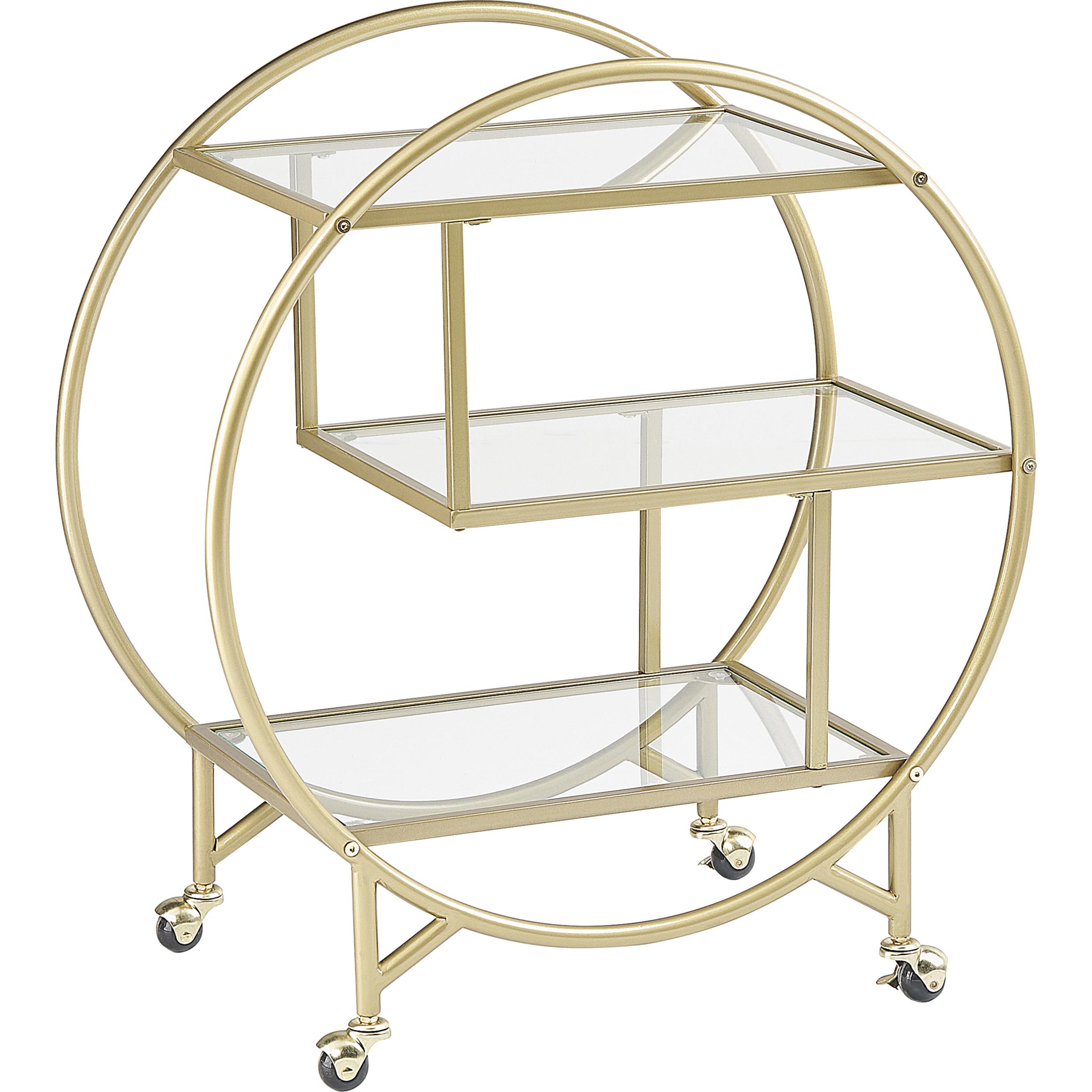 Beliani, Servierwagen, Servierwagen Metall / Glas gold 3 Etagen COLTON