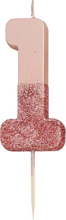 TALKING TABLES Zahlenkerze 1 Happy Birthday Roségold mit Glitzer (1 Stk.)