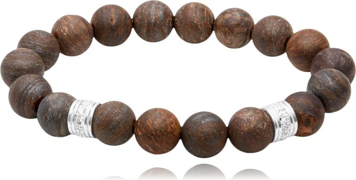 Actual product image Leyda Bronzite bracelet with silver & zirconia (18 cm, Silver 925, Stone, synthetic stone)