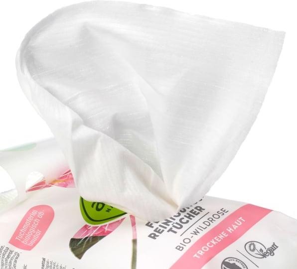 Actual product image dm alverde Organic Wild Rose Cleansing Wipes (Cleaning cloths)