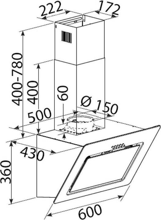 Immagine prodotto Bomann Cofano per cucine a parete DU 771.1 G Cofano sopraelevato a libera installazione Display TC (Cappuccio)